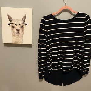 Loft navy white striped sweater